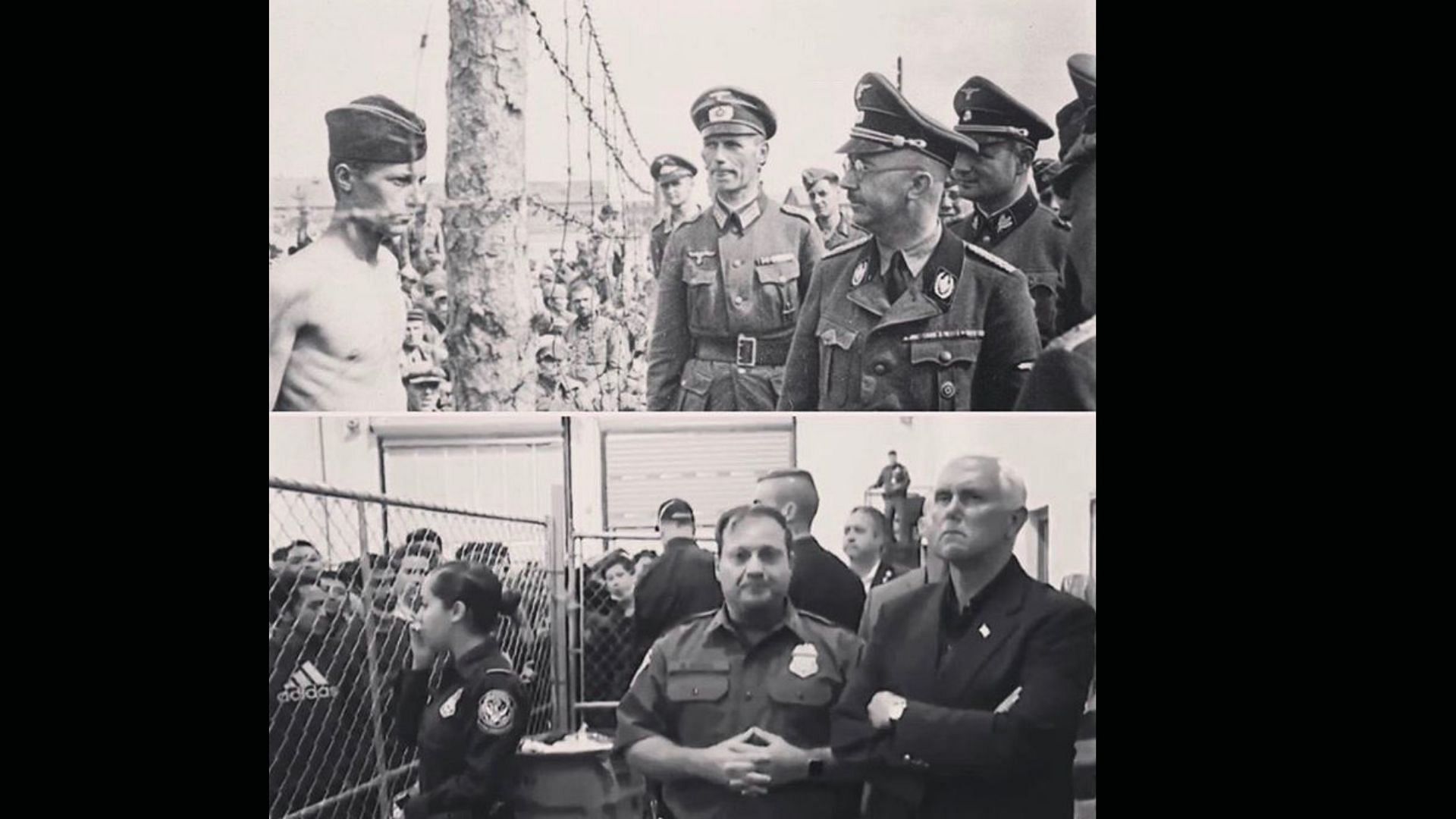 Photo of Heinrich Himmler next to a photo of US Vice President, Mike Pence&nbsp;
