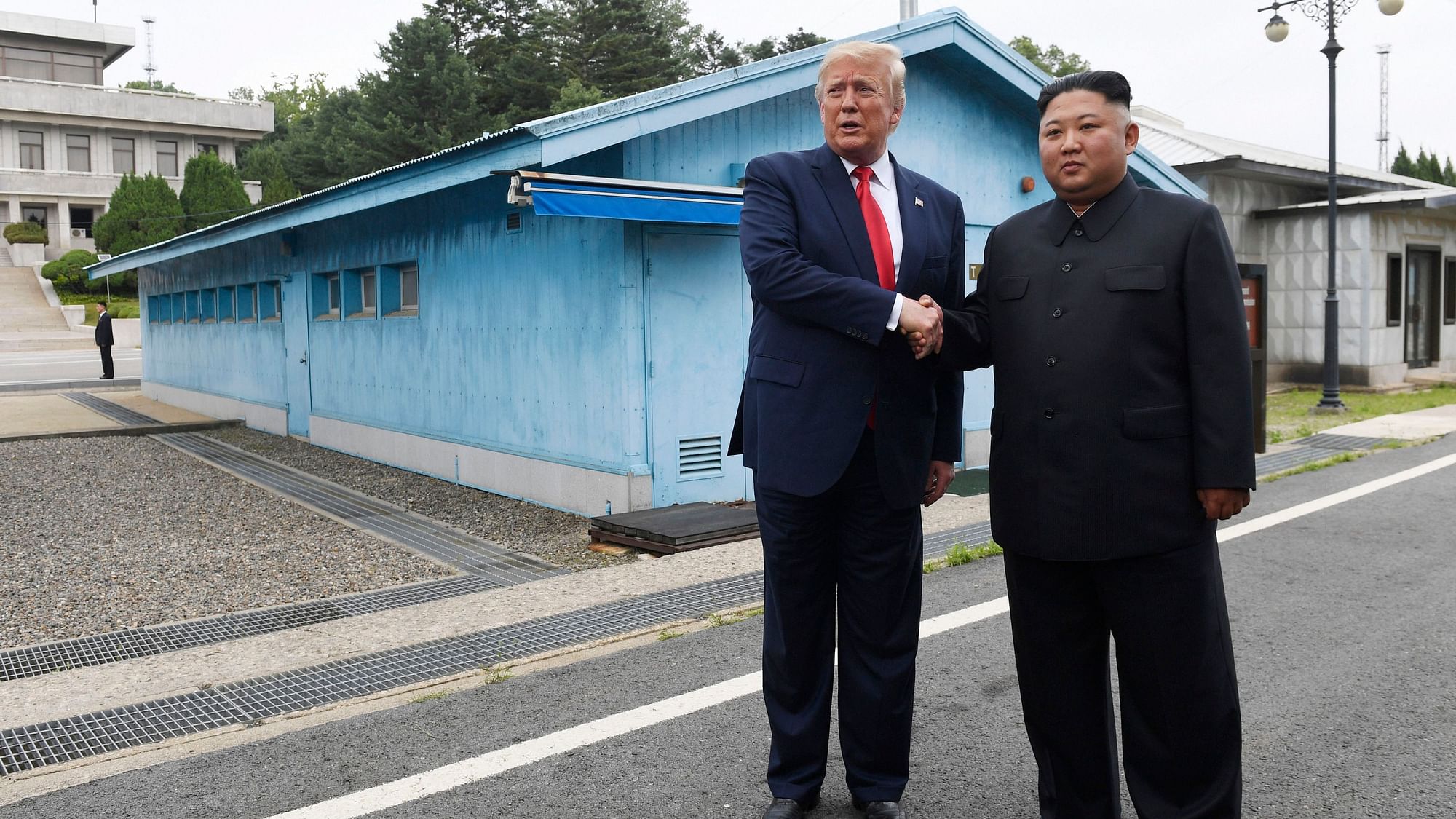 Donald Trump with North Korean leader Kim Jong Un.&nbsp;