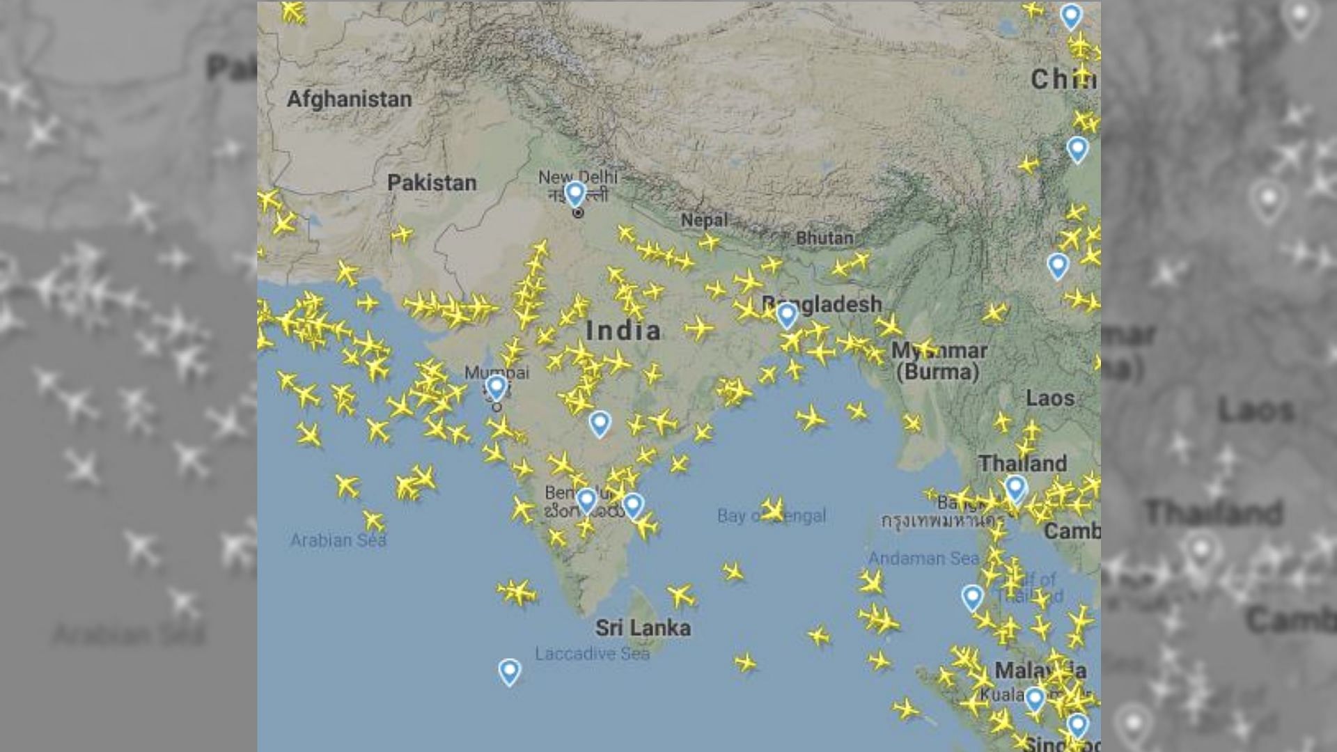 Visuals of India-Pakistan airspace on 12 July.