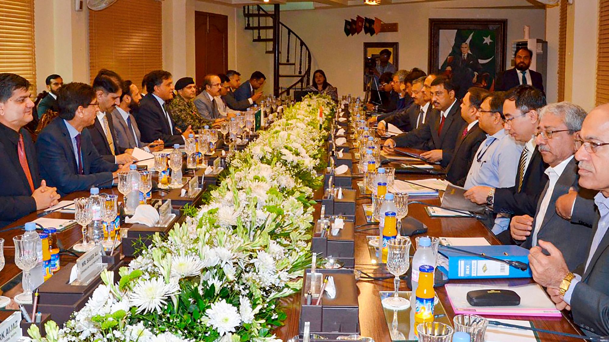 Officials during the second round of talks between India and Pakistan on Kartarpur corridor&nbsp;