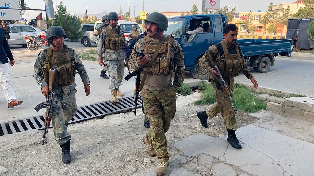 Afghan security forces at the site of attack in Kabul, Afghanistan on 28 July 2019.&nbsp;