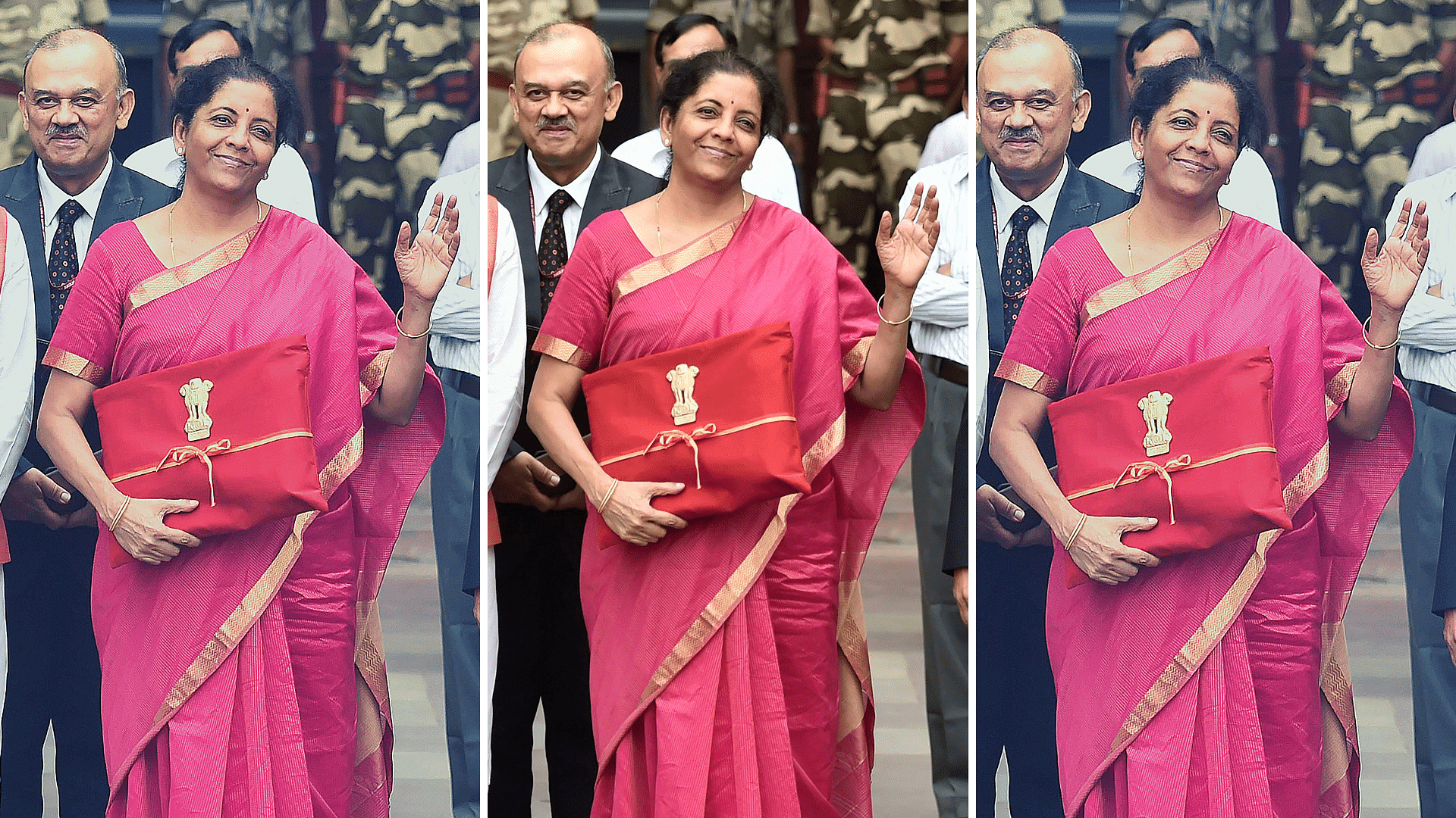In a departure from the British legacy, Union Finance Minister Nirmala Sitharaman arrived sans a briefcase on Budget Day.