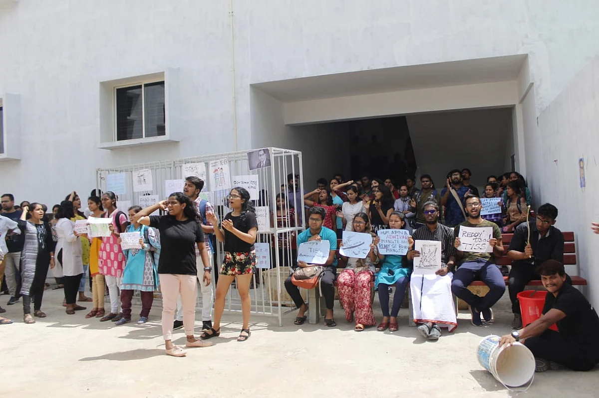 Students protest in TISS 
