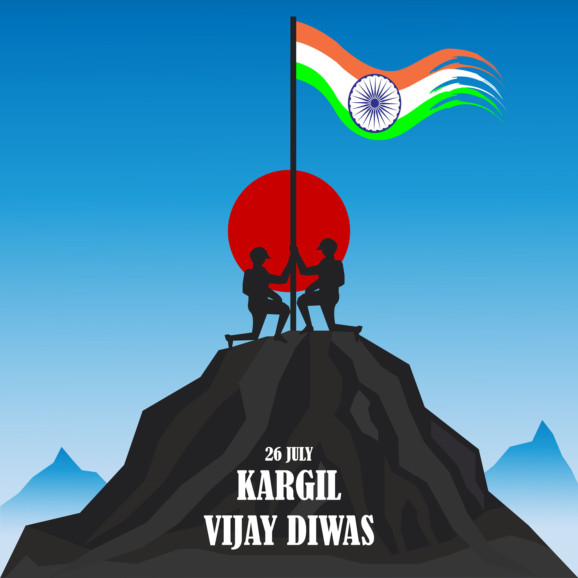 Kargil Vijay Diwas Background It Is Celebrated On 26 July Every Year In  Honour Of The Kargil Wars Heroes In India High-Res Vector Graphic - Getty  Images