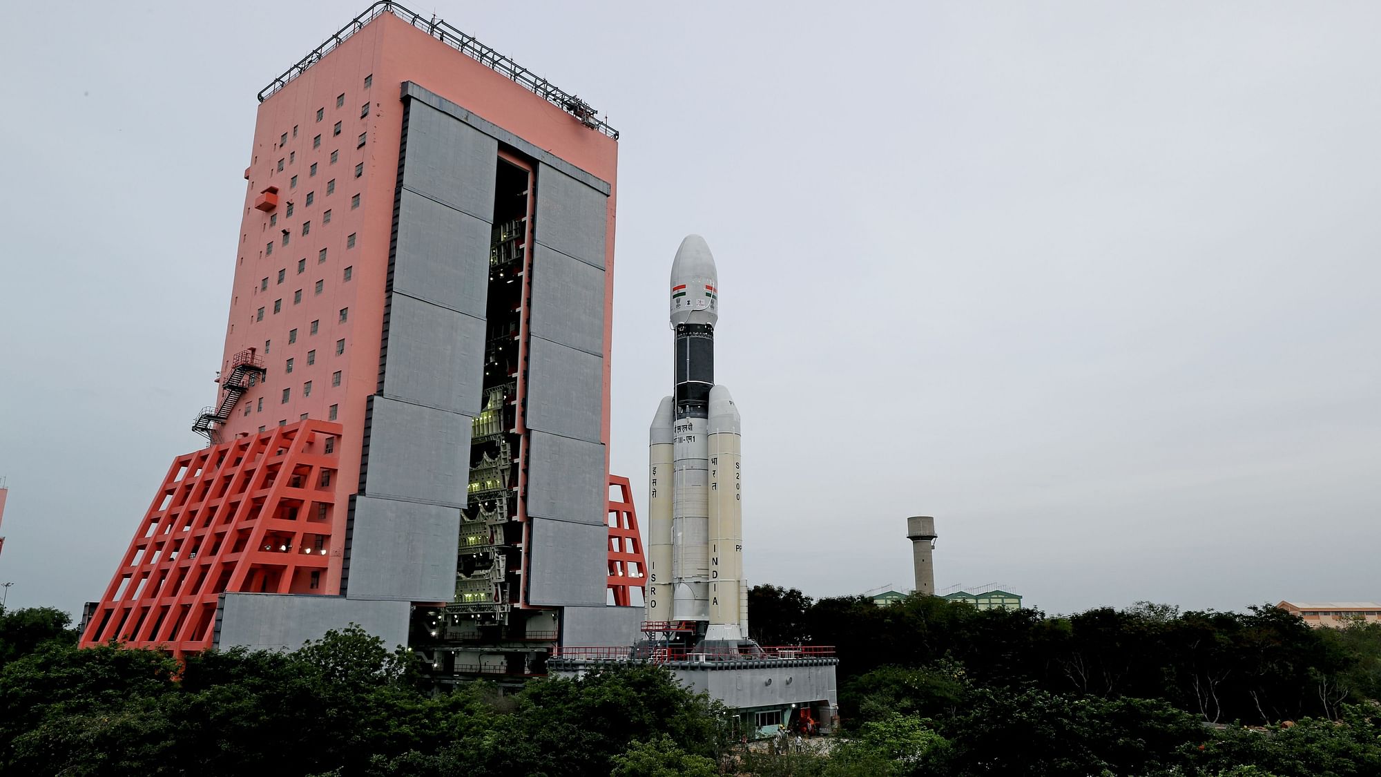 GSLV Mark III-M1 vehicle coming out of the Vehicle Assembly Building.