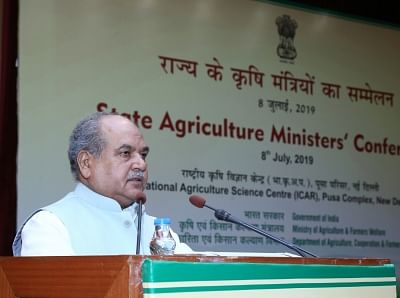New Delhi: Union Agriculture and Farmers Welfare, Rural Development and Panchayati Raj Minister Narendra Singh Tomar addresses at the inauguration of the State Agriculture MinistersÃƒÂ¢Ã‚Â€Ã‚Â™ Conference, in New Delhi on July 8, 2019. (Photo: IANS/PIB)