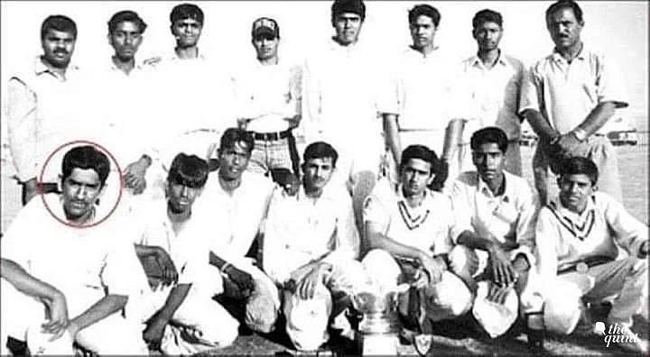 Mahendra Singh Dhoni with his school team after winning a tournament.