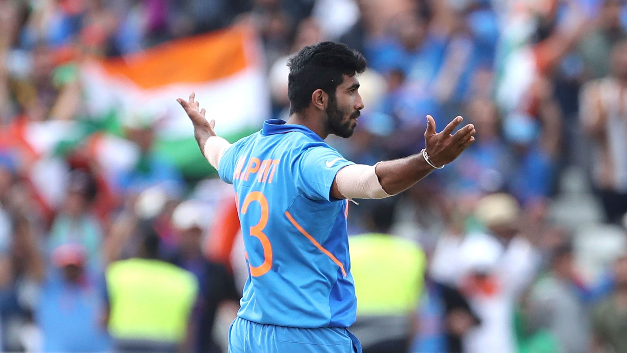 India’s Jasprit Bumrah celebrates after taking the last wicket to win over Bangladesh 
