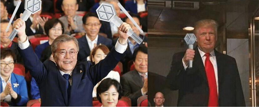 Both the leaders were not holding light sticks that are used by fans of Korean pop.