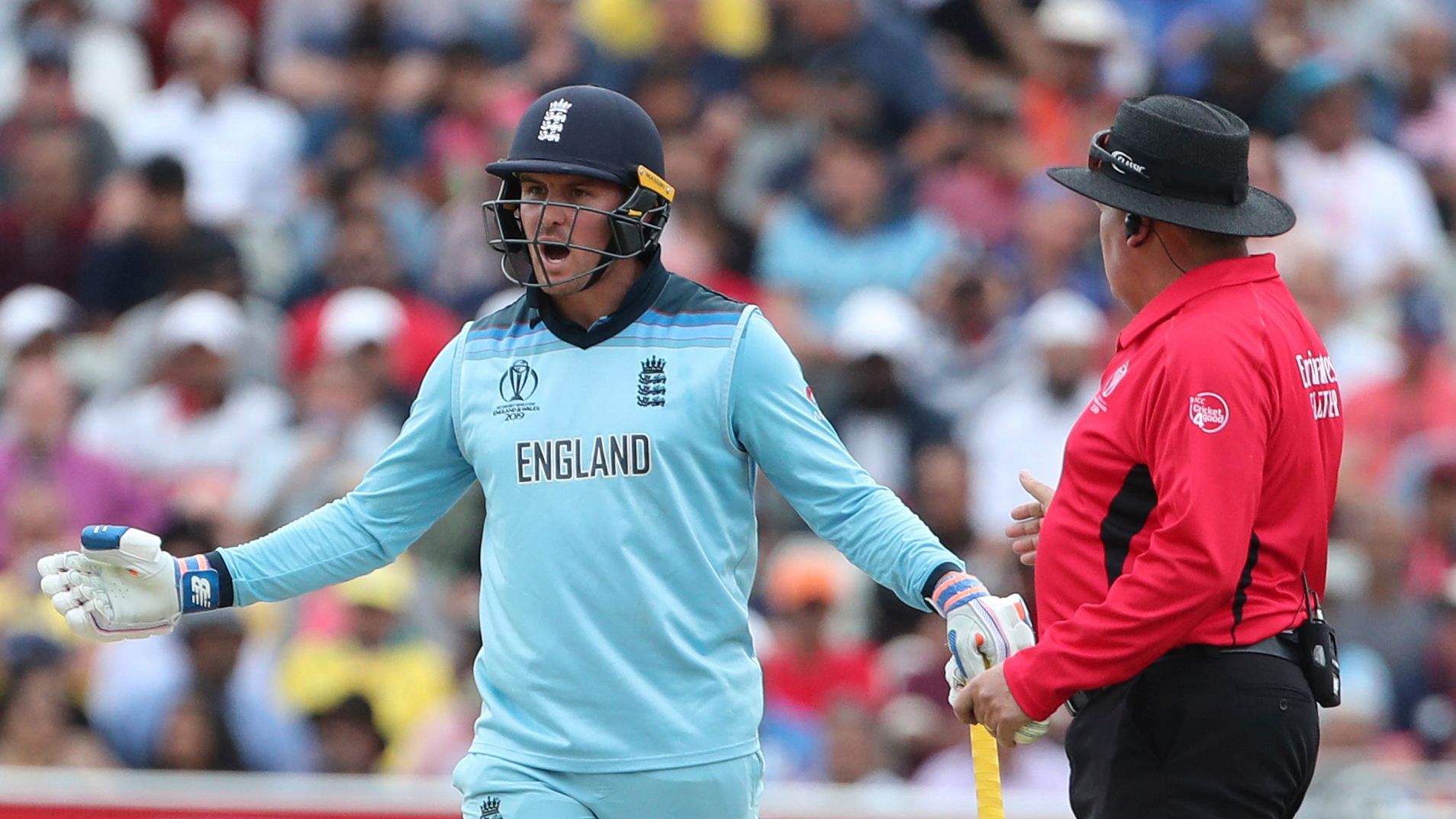 England opener Jason Roy was fined 30 percent of his match fee for breaching Level One of the ICC Code of Conduct during the World Cup semi-final.