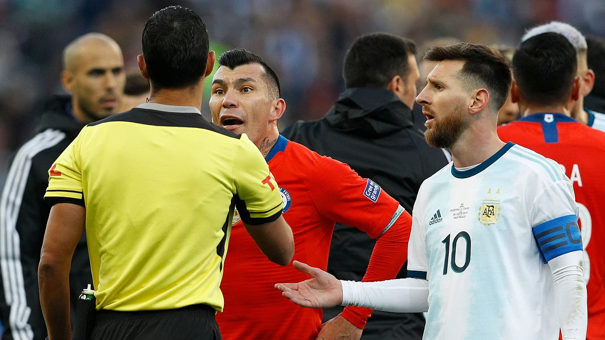 Messi was red carded after getting into a first-half shoving match with Chile midfielder Gary Medel, who also was ejected.