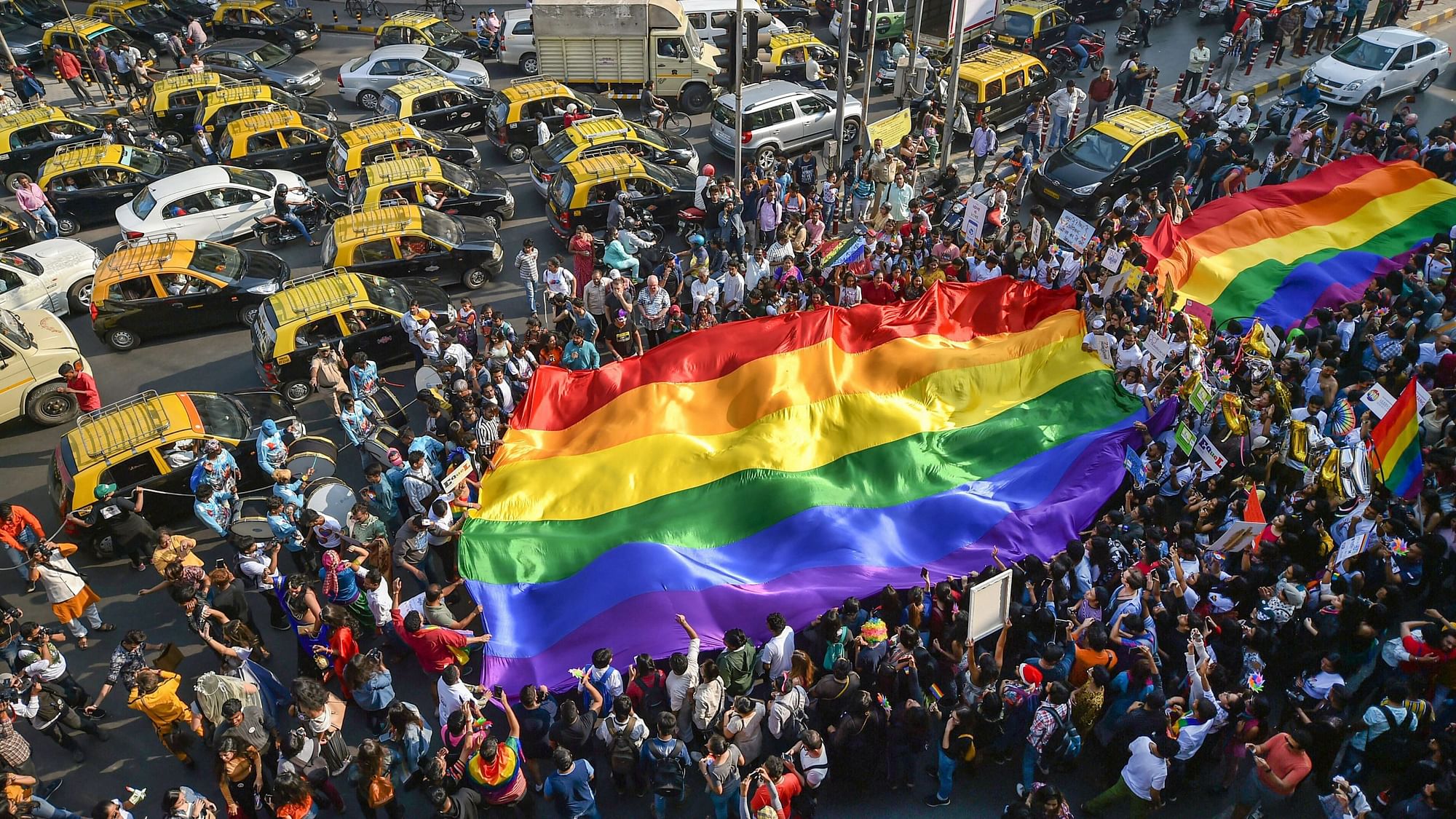 <i>(File photo) </i>Members of the LGBTQ community participate in a pride parade in Mumbai.