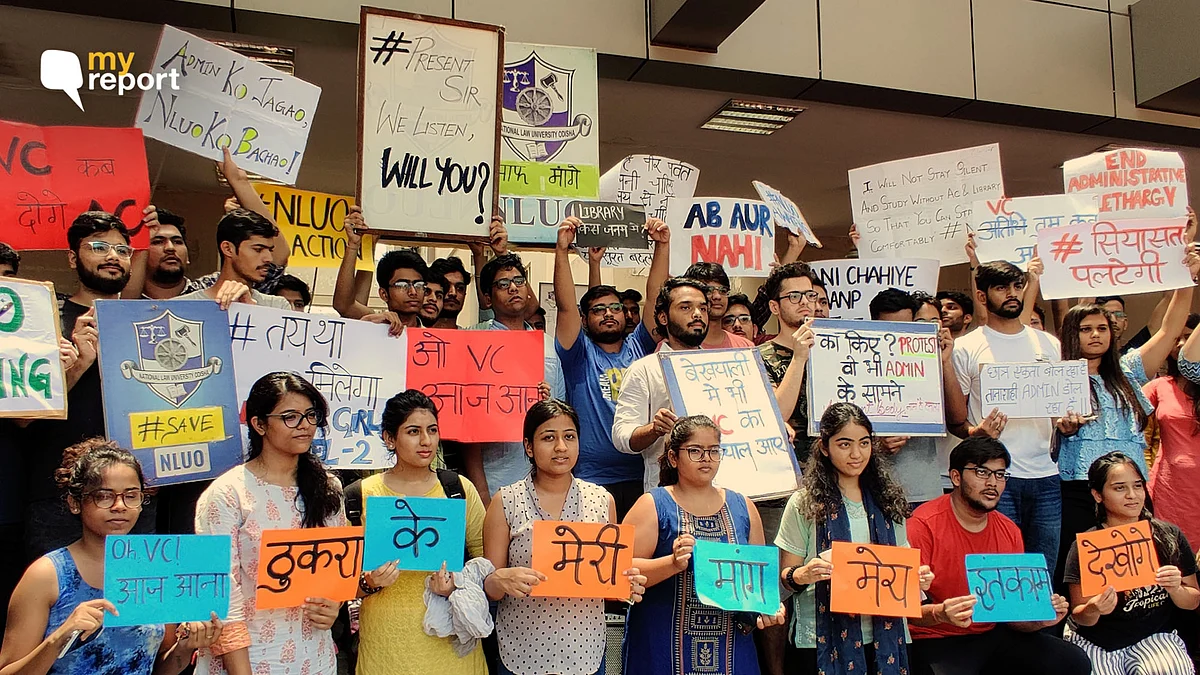 NLUO students protest.