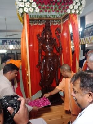 Ayodhya: Uttar Pradesh Chief Minister Yogi Adityanath inaugurates a seven-foot tall statue of Lord Ram at the Shodh Sansthan museum, in Ayodhya on June 7, 2019. (Photo: IANS)