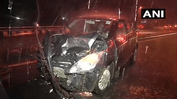 Visuals of the damaged car,due to the collison at Andheri, Mumbai. 