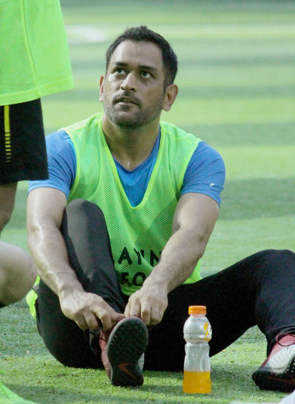 MS Dhoni during a football training session in Mumbai. 