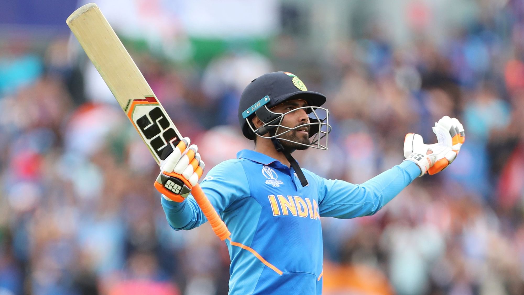 Ravindra Jadeja smashed a half-century off 39 balls to keep India alive in their run chase in the ICC World Cup semi-final against New Zealand.
