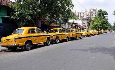 Commuters in Kolkata had a harrying time for the second day at a stretch on Tuesday as yellow taxis went off the road, joining the online cabs which had called a 48-hour strike to press for a host of demands. (Photo: Kuntal Chakrabarty/IANS)