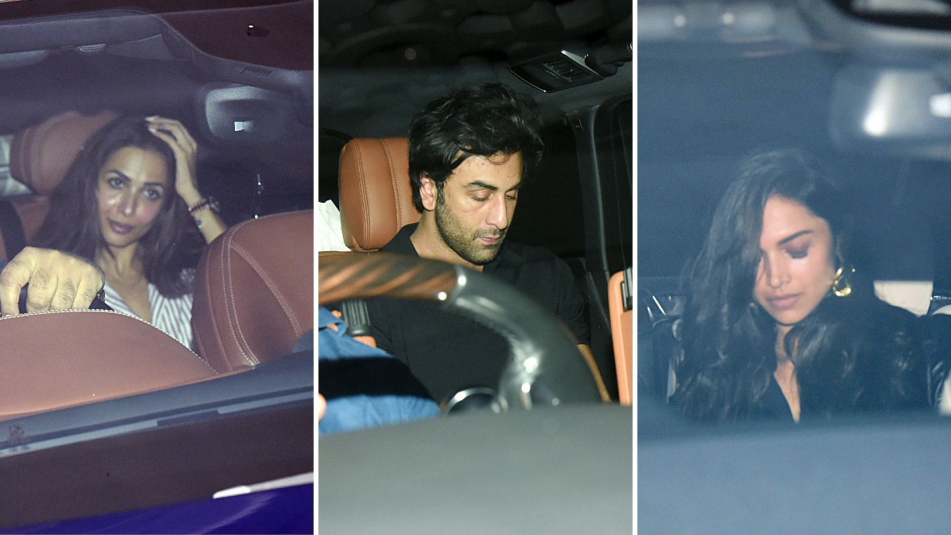 Bollywood celebs arrive at Karan Johar’s residence.