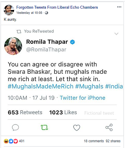 Beware of Fake Tweets Attributed to Swara Bhasker & Romila Thapar