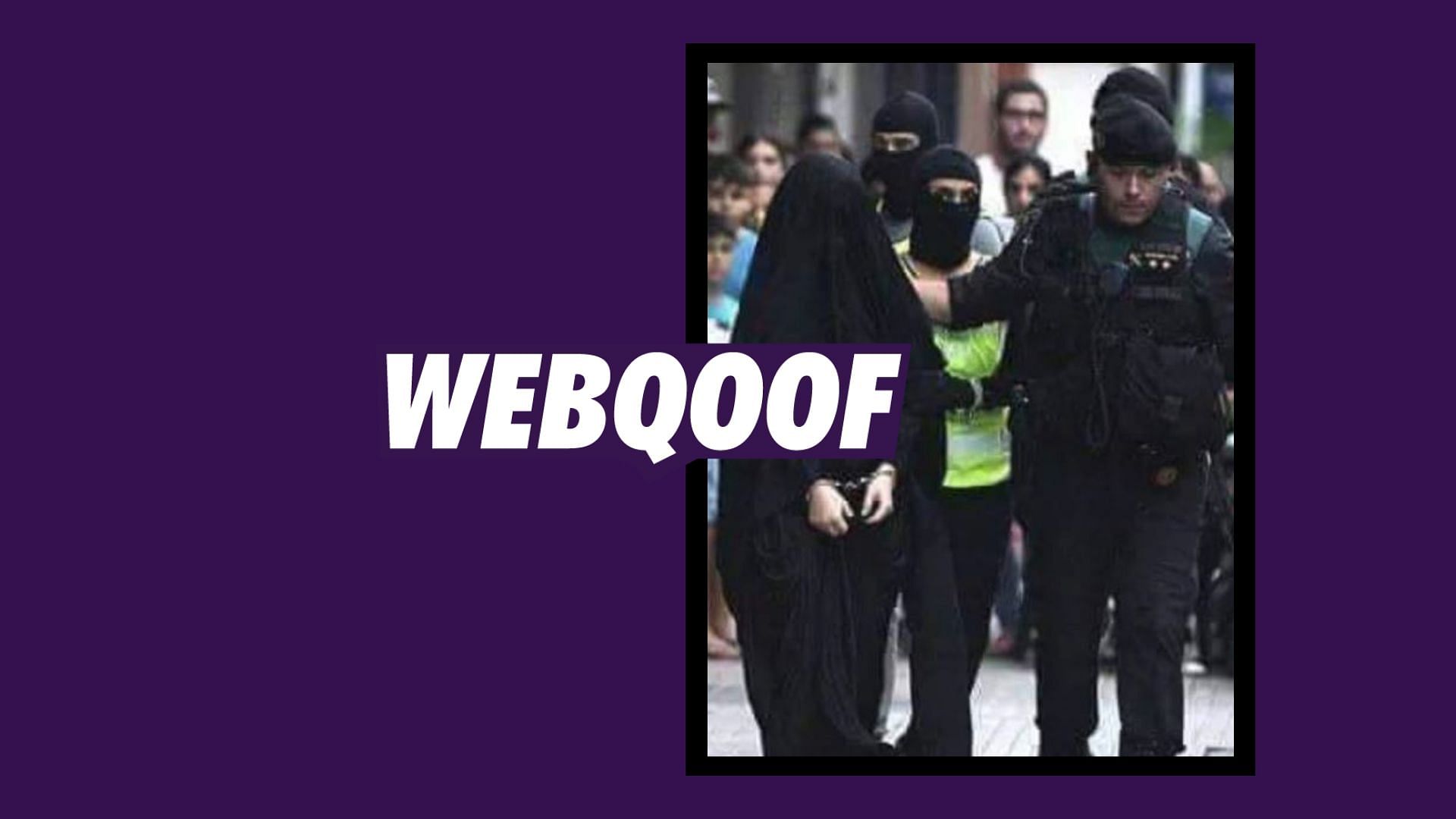 A photograph is being circulated online with the claim that a Muslim woman was arrested in Australia for wearing a burqa.