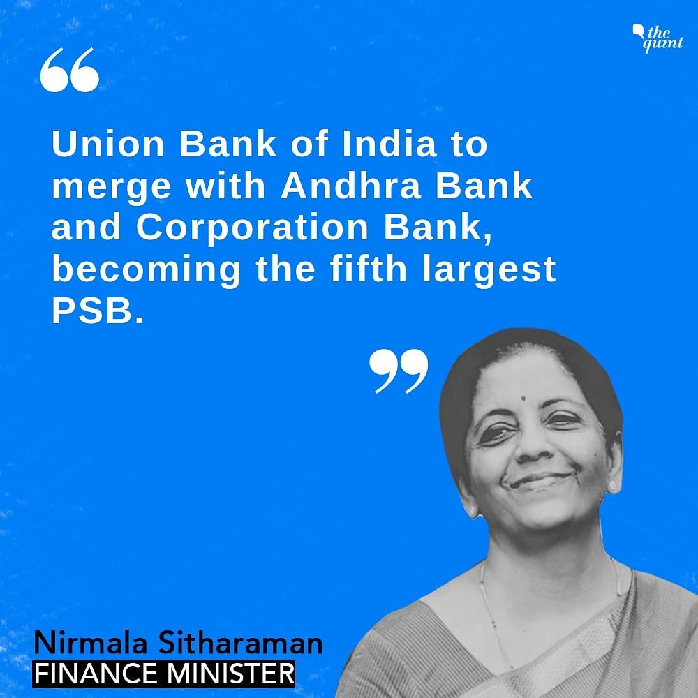 Finance Minister Nirmala Sitharaman announced multiple mergers of public sector banks (PSBs).