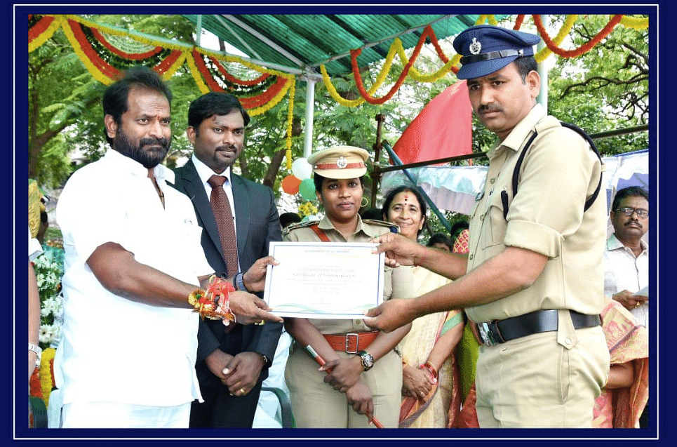 The policeman, Palle Thirupati Reddy, was given a ‘best constable’ award on Independence Day.