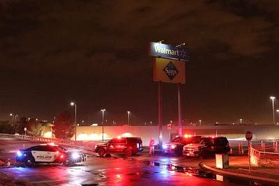 HOUSTON, Aug. 4, 2019 (Xinhua) -- Police cordon off Walmart shopping mall area in El Paso, Texas, the United States on Aug. 3, 2019. A mass shooting on Saturday killed at least 20 and injured 26 others in the U.S. state of Texas, local officials said at a press conference. (Xinhua/Liu Liwei/IANS)