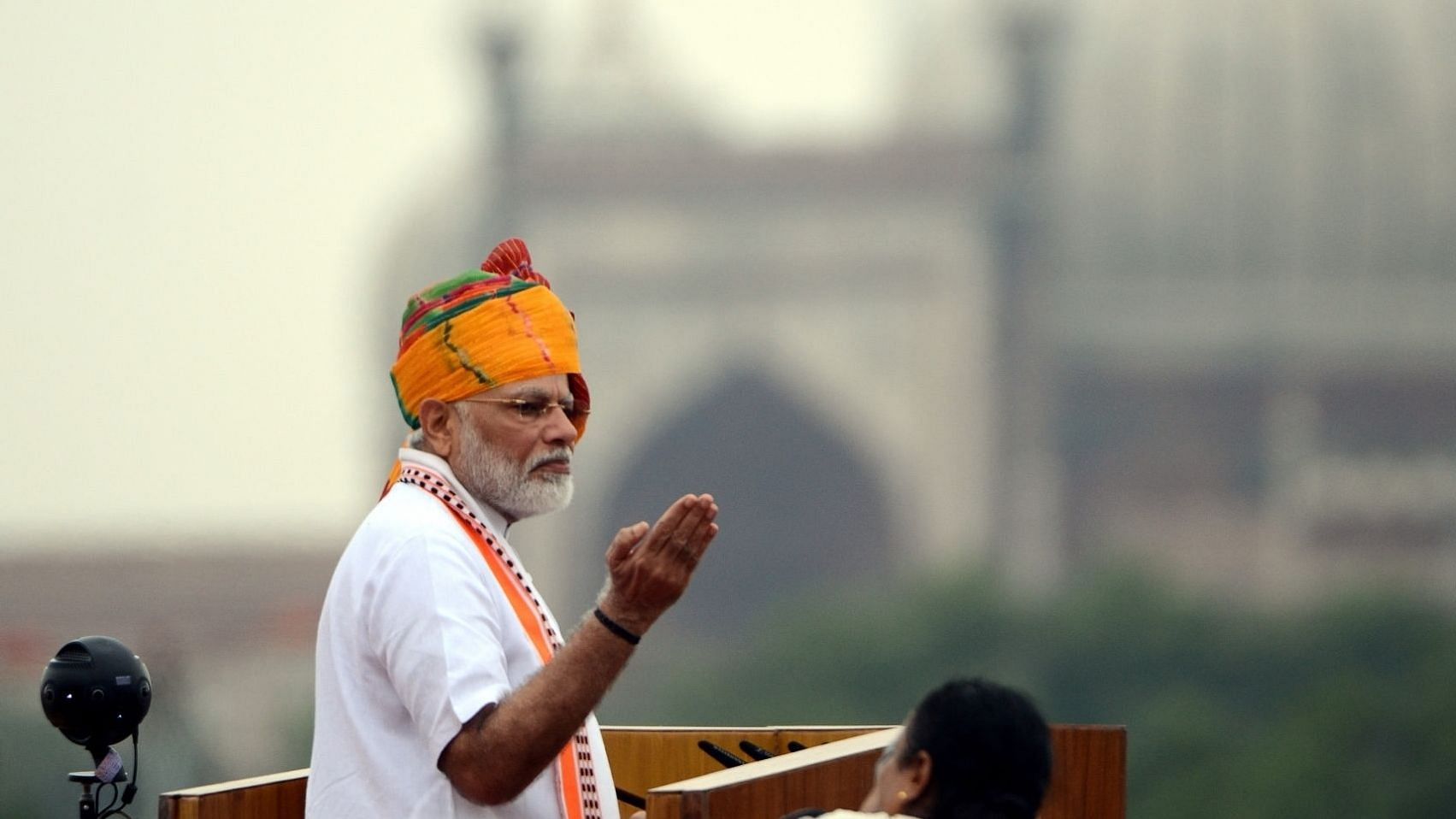 Prime Minister Narendra Modi addresses the nation on the 73rd Independence Day from the ramparts of Red Fort, in New Delhi on 15 August, 2019.