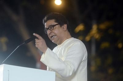 Mumbai: MNS chief Raj Thackeray addresses during a public rally in Mumbai on April 23, 2019. (Photo: IANS)