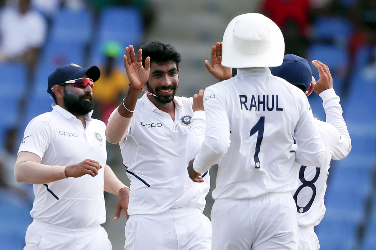 Bumrah returned with figures of 5 for 7 as India bowled West Indies out for 100 to win the Test series opener.