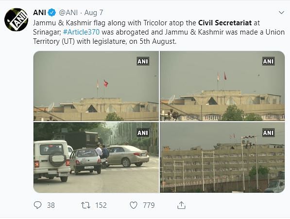 The claim says the flag of J&K has been taken down from the Secretariat post the abrogation of Article 370.