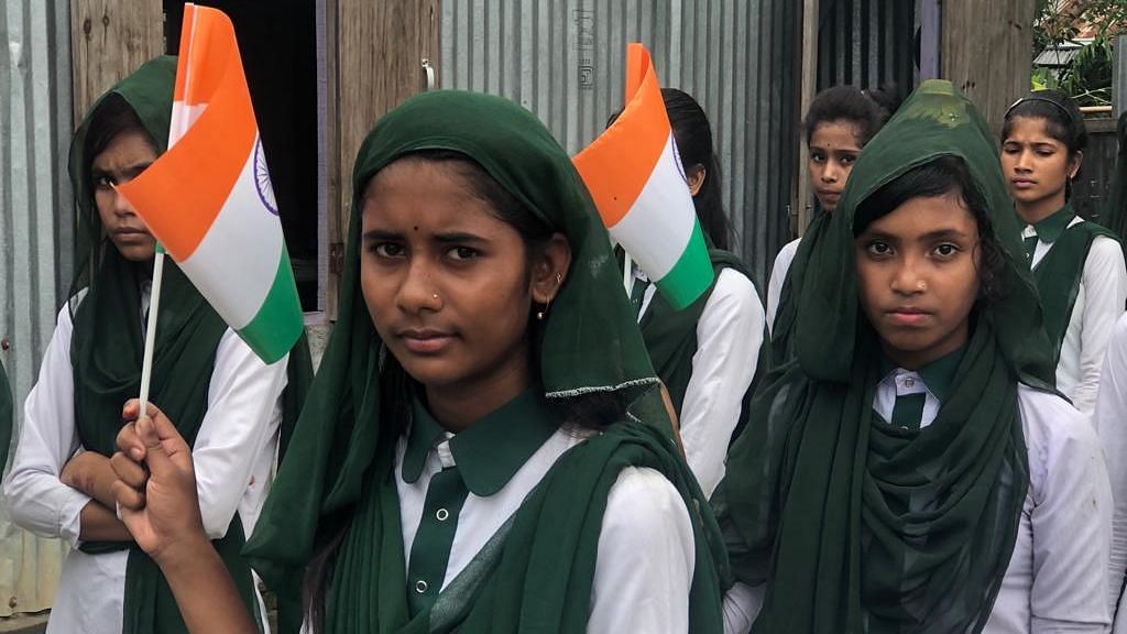 Students celebrating Independence Day in Assam.&nbsp;