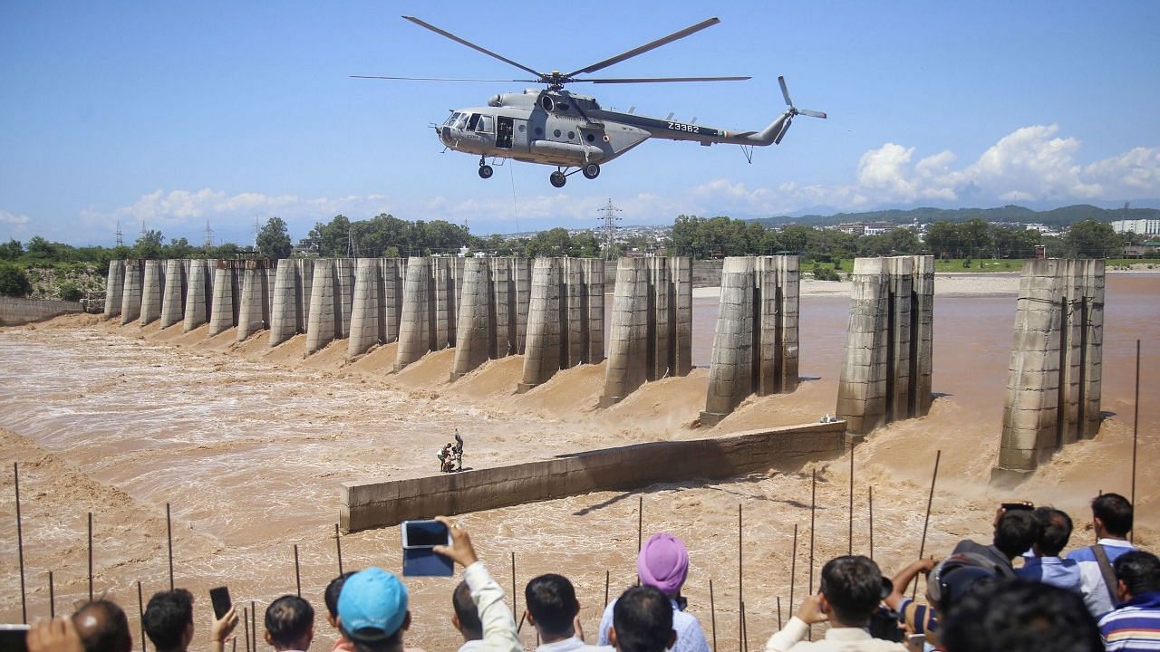 IAF rescued four fishermen from drowning in the overflowing Tawi river in Jammu.