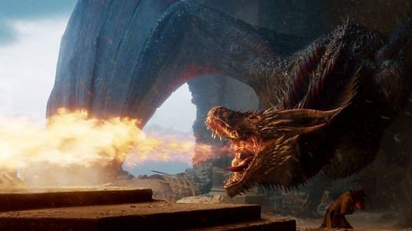 Drogon melting the iron throne in the final episode of <i>Game of Thrones</i>