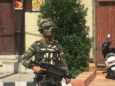 Srinagar: Soldiers deployed on the streets of Srinagar on Aug 13, 2019. (Photo: IANS)