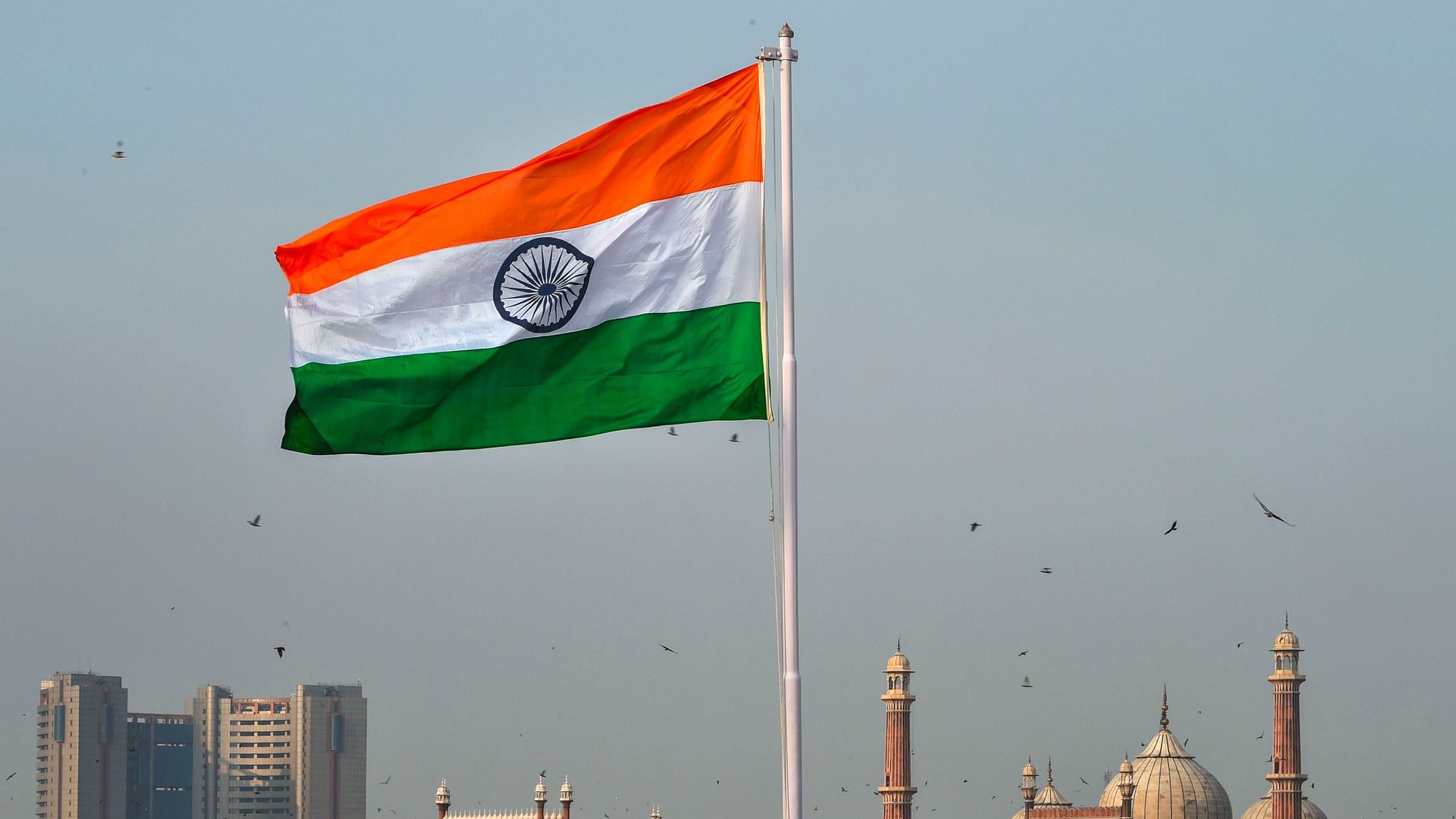 An Indian flag hoisted at the Red Fort, where the prime minister’s speech will take place.