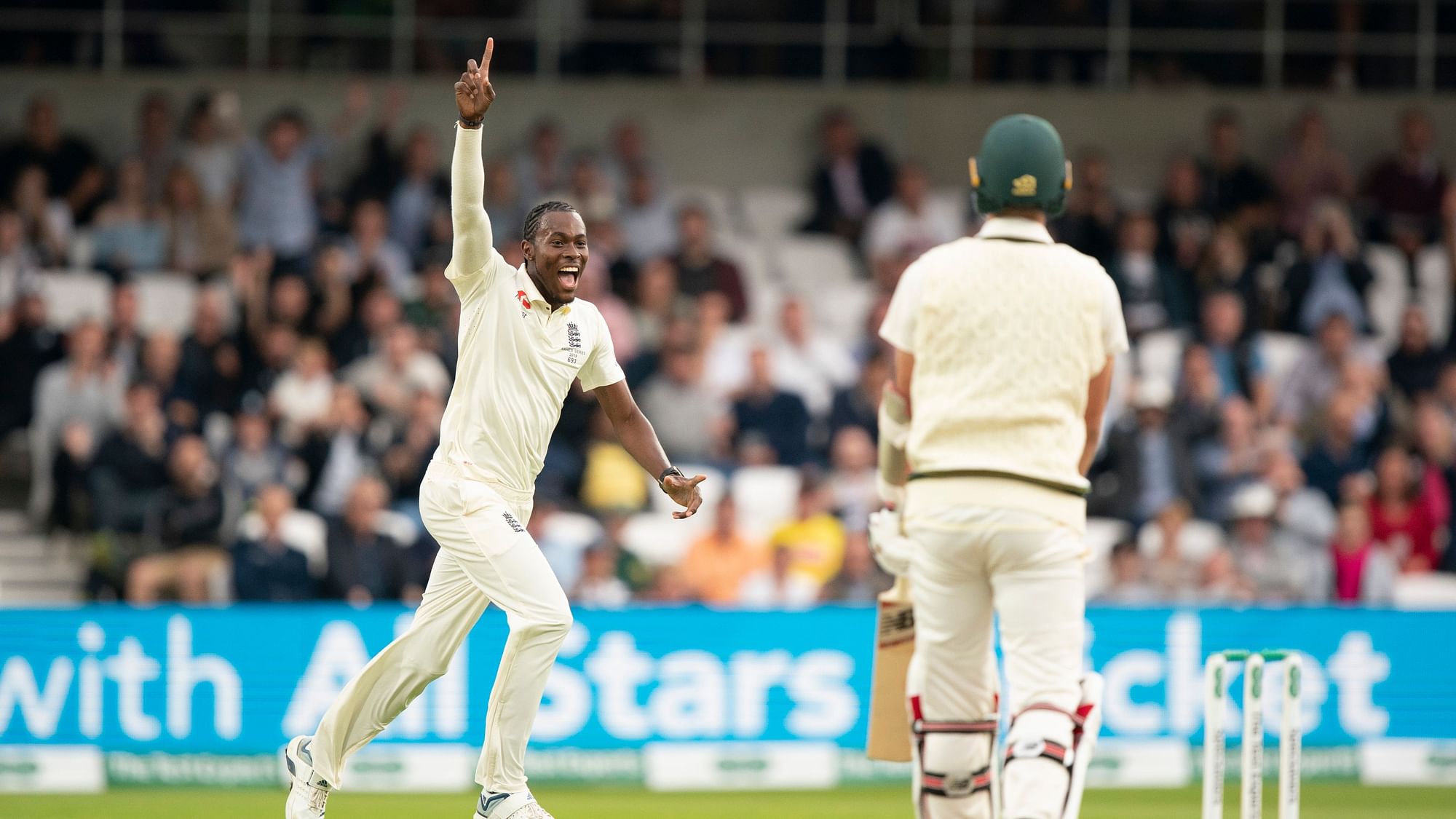 England’s Jofra Archer celebrates after taking his 5th wicket
