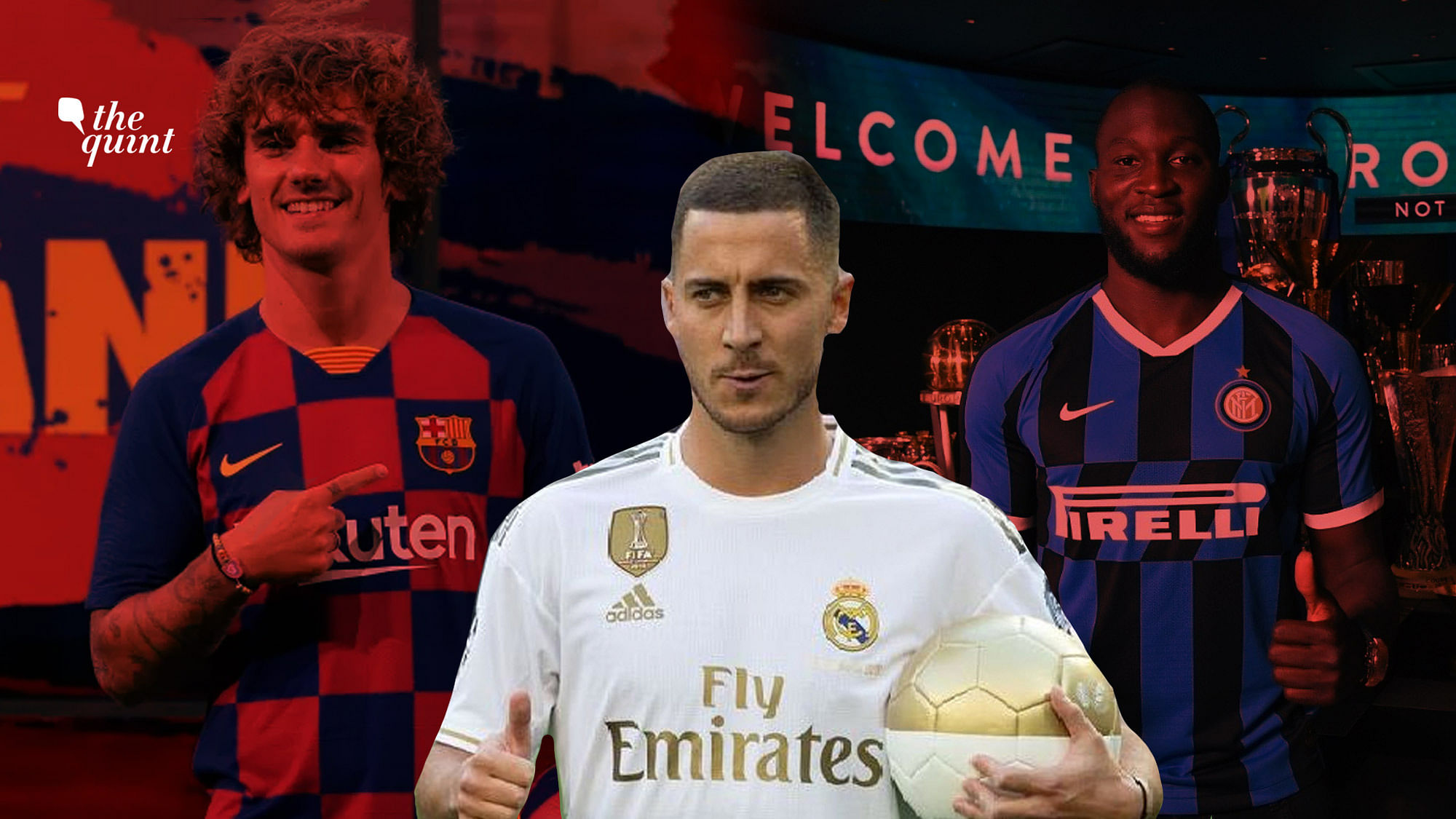 Eden Hazard (centre), Antoine Griezmann (left) and Romelu Lukaku are among the top five expensive signings this summer.&nbsp;