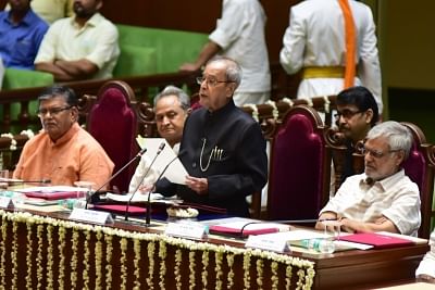 Jaipur: Former President Pranab Mukherjee addresses a day-long seminar on "India