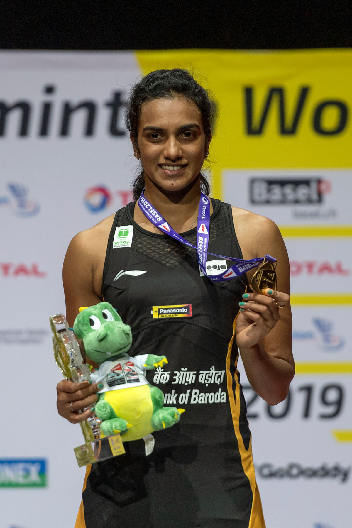 Sindhu beat the world number 4 Japanese in straight games 21-7 21-7 in the final.