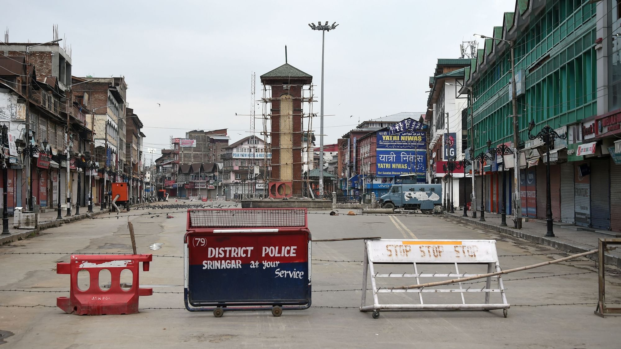  A view of the Lal Chowk on the seventh day of curfew in Srinagar on 11 August.