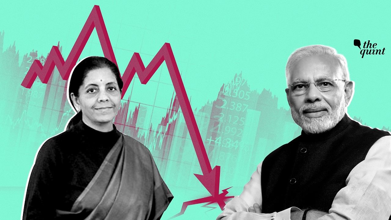 File image of Union Finance Minister Nirmala Sitharaman and PM Modi. Growth rate for FY2018-19 has been revised downwards significantly.&nbsp;