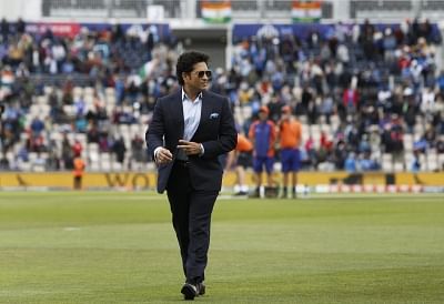 Southampton: Former India cricketer Sachin Tendulkar during the 8th match of 2019 World Cup between India and South Africa at The Rose Bowl in Southampton, England on June 5, 2019. (Photo: Surjeet Yadav/IANS)