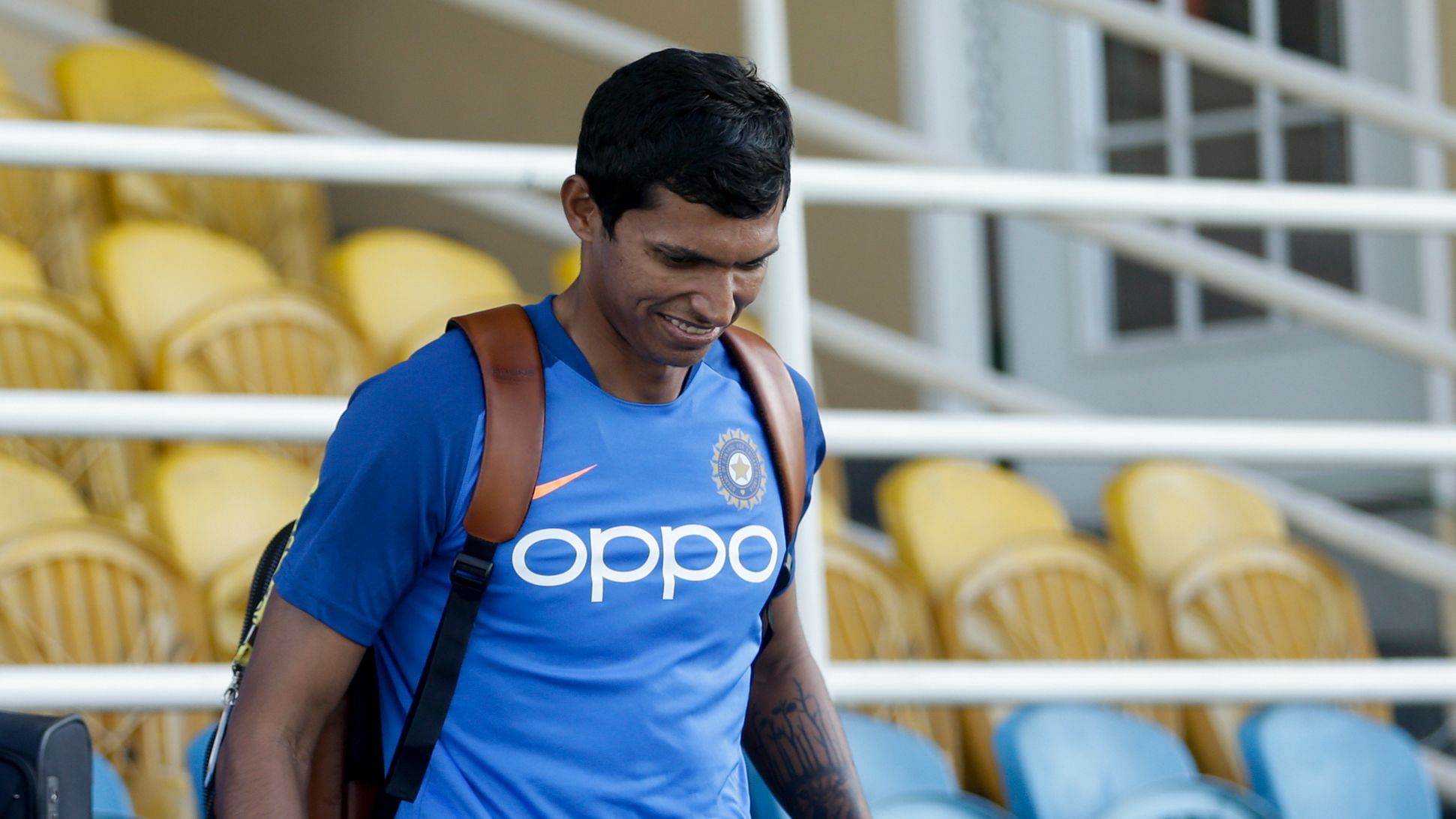Speedster Navdeep Saini stays on as a net bowler for the two-Test series against the West Indies.