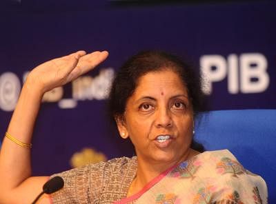 New Delhi: Union Finance and Corporate Affairs Minister Nirmala Sitharaman addresses a press conference, in New Delhi on Aug 30, 2019. (Photo: IANS)