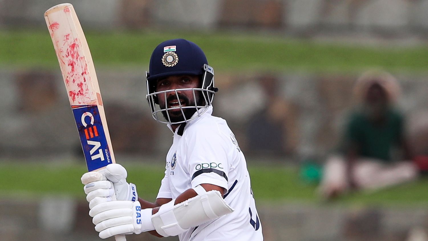 Ajinkya Rahane remained on course to score his first Test century in two years.