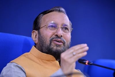 New Delhi: Union Environment, Forest and Climate Change and Information and Broadcasting Minister Prakash Javadekar addresses a press conference after a cabinet meeting, in New Delhi on July 24, 2019. (Photo: IANS)