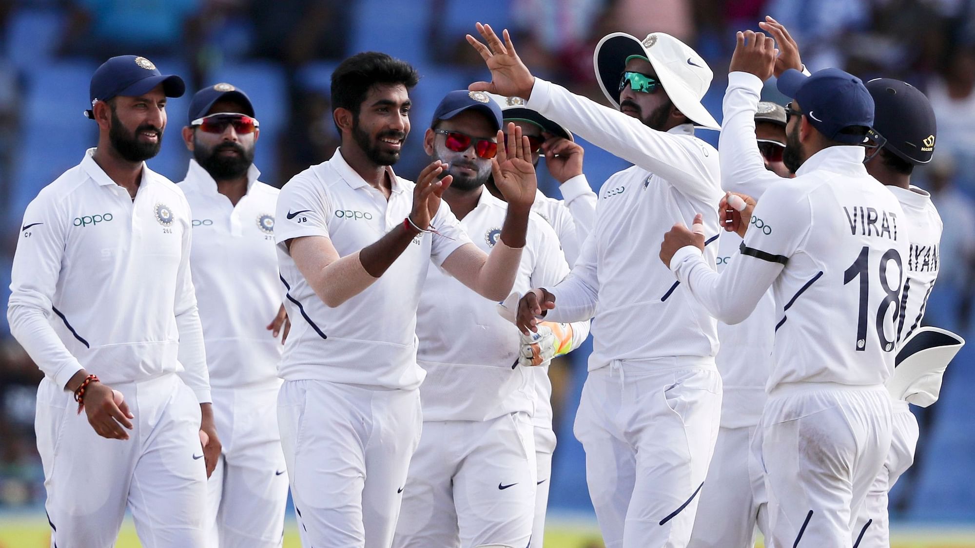 India beat West Indies at Antigua to take a 1-0 lead in the two-match Test series.