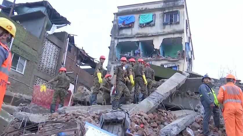 Two people were killed while five others were injured after a four-storey building collapsed in Shanti Nagar area of Mumbai’s Bhiwandi.